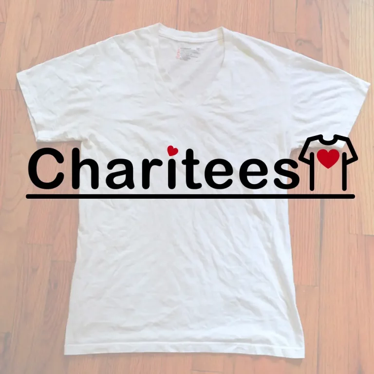 charitees logo over white tee - Screen Tek